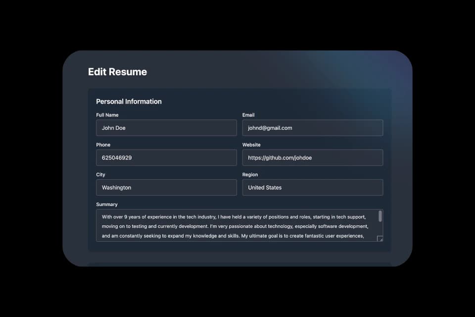 ResumeFlows editor used to review application documents